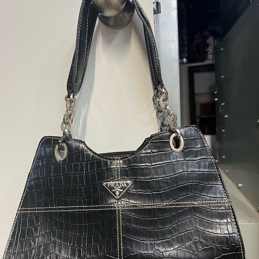 Designer Like Black Croc-Embossed Women's Bag